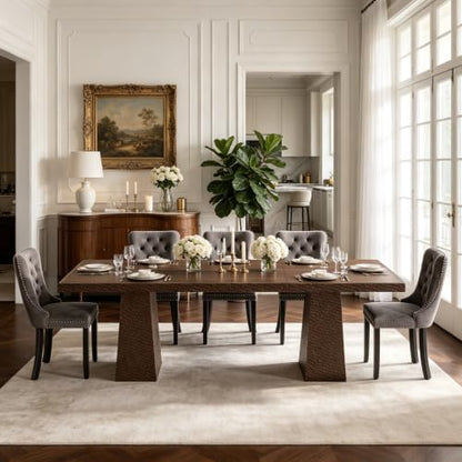 9 Piece Extendable Dining Table Set with 8 Velvet Chair,3 Adjustable Length