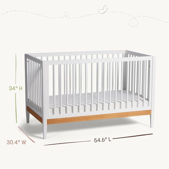 Little Seeds Clover 4-in-1 Convertible Baby Crib to Toddler Bed, Grove Green