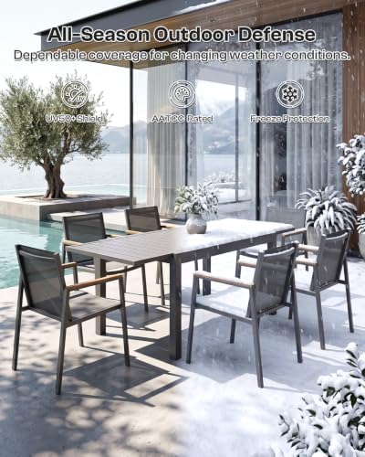 Vexwalx All-Aluminum Expandable Patio Dining Table, Outdoor Table for 4-6