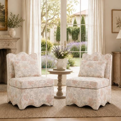Floral Accent Chairs Set of 2, French-Inspired Lounge Chair