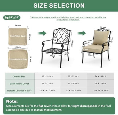 Outdoor Chair Cushions 22 x 22 Inch, Faux Linen Patio Furniture Cushions, Water Resistant Backrest and Deep Seat Cushion Set with Straps, Removable Cover, Non-Slip Bottom, Nature