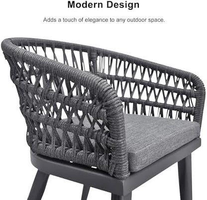 PURPLE LEAF Outdoor Dining Set 9 Pieces Square Table Rattan Aluminum Grey