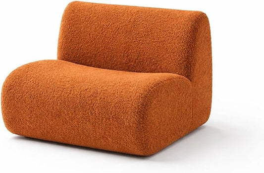 Sofa Chair, Modern Boneless Sofa with Deep Seat, Sherpa Boucle Cloud Couch for Living Room, Cozy Teddy L-Shaped Couches, No Assembly, Brown, Sofa Chair