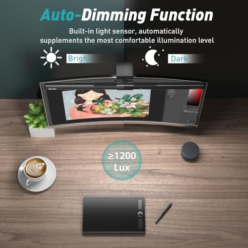 Quntis Monitor Light Bar with Remote Control, Fit for Curved/Flat Monitor, Eye-Care USB Computer Lamp Dimmable Screen Light Bar with Auto-Dimming, No Glare Home Office Gaming Desk Lamp
