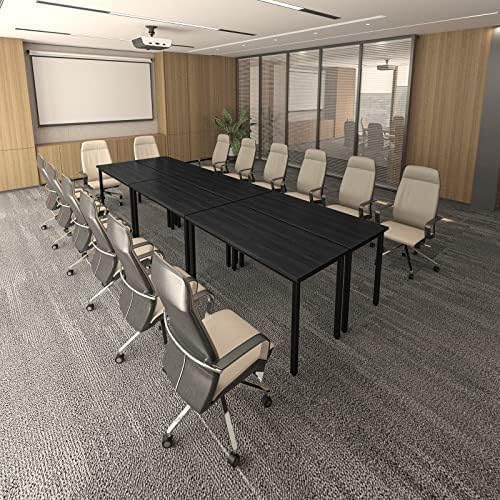 Bonzy Home Conference Table 9FT Office Computer Table for Meeting Room, Study Writing Printer Podcast Table for 8 People, Black, 2PCS, 110.2"x23.6"x29.5"
