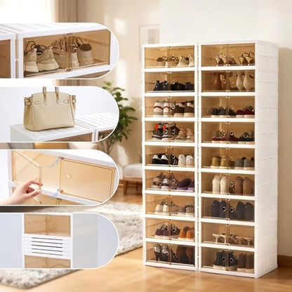 Collapsible Shoe Rack, 2 x 9 Tiers-18 Pairs Foldable Shoe Storage Organizer