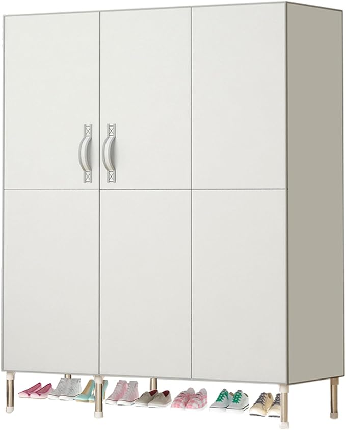Portable Wardrobe Closet Clothes Organizer 49in Simple Non-Woven Fabric Wardrobe Multi-Functional Household Clothes Storage Cabinet with Cover and Hanging Rod-Gray White
