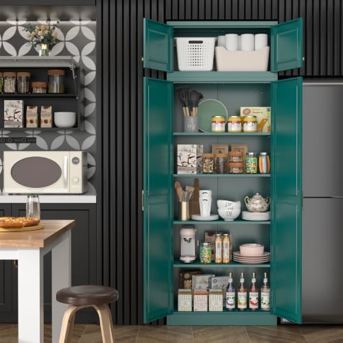 Steeloong 86"Metal Pantry Storage Cabinet with Doors & 4 Adjustable Shelves