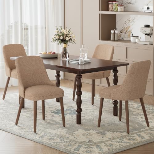 MALOL Upholstered Dining Chairs Set of 2 with High-Back, Light Camel