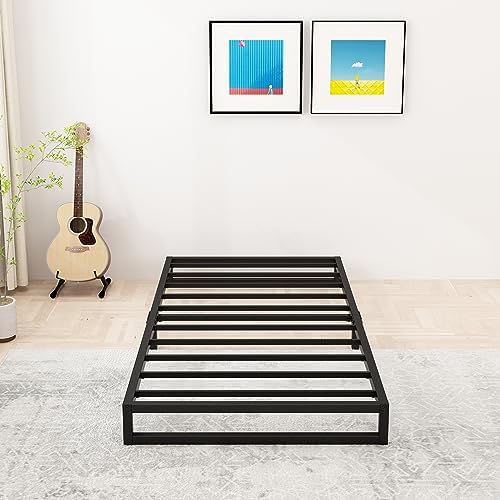Lutown-Teen 6 Inch Twin Size Bed Frames with Heavy Duty Steel Slat Support