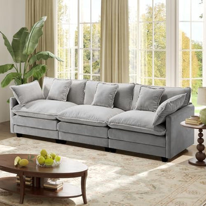 Hanherry Modular Sectional Sofa,Cloud Couch for Living Room,Modern Deep Seat Sofa Chenille Fabric Comfy Couches with Throw Pillows & Movable Ottoman for Apartment