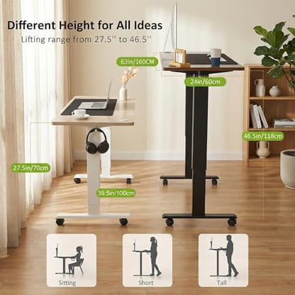 farexon 63x24 in Electric Adjustable Standing Desk with Mouse Pad, Oak Gray