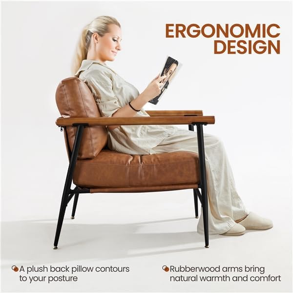 Yaheetech Accent Chairs Set of 2, Modern Living Room Chairs, Retro Brown