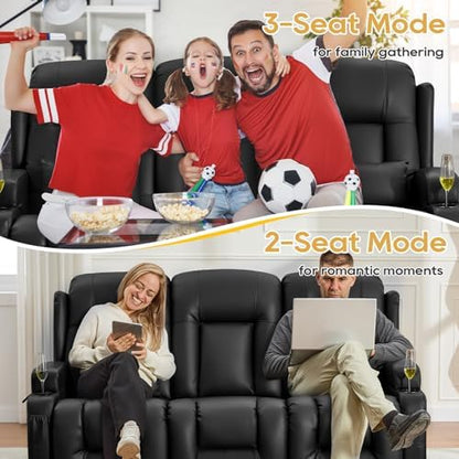 IPKIG Power Loveseat Recliner Sofa with Flip Back Console, 76.8" - 3 Seat