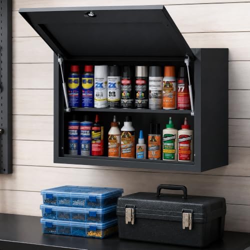 Wall-Mounted Metal Garage Storage Cabinet, Lockable Floating Tool Cabinet