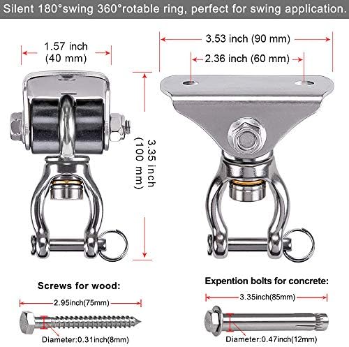 SELEWARE Silent Swing Hanger Heavy Duty Bearing Swing Hooks 1 Pack