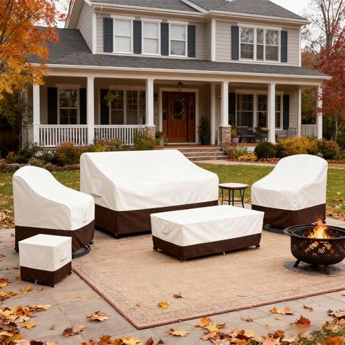 Bitubi Waterproof Patio Coffee Table Cover, Rectangular Outdoor Small Side Table Cover - Fits up to 48L x 28W x 16H inches, Brown