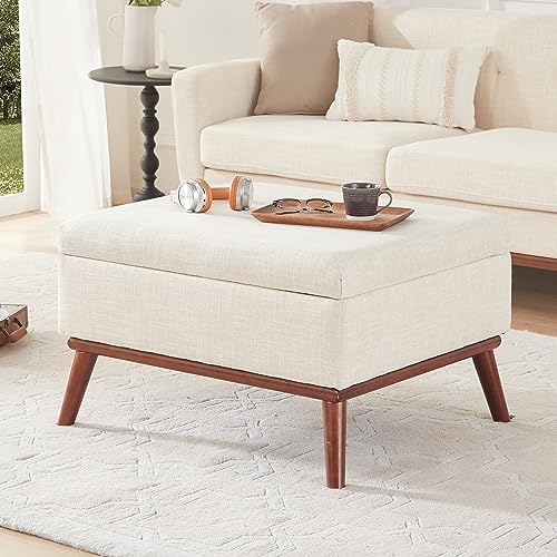 Kingfun 65" W Loveseat Sofa with Ottoman Coffee Table, Mid Century Modern Love Seat Couches for Living Room, Button Tufted Upholstered Love Seats Furniture Set, Beige