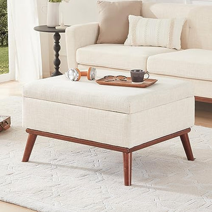 Kingfun 65" W Loveseat Sofa with Ottoman Coffee Table, Mid Century Modern Love Seat Couches for Living Room, Button Tufted Upholstered Love Seats Furniture Set, Beige