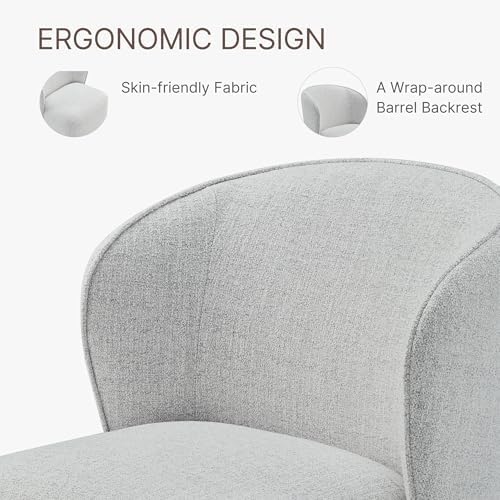 KISLOT Upholstered Dining Chairs with Wheels, No Assembly Stain Resistant Fabric Modern Barrel Armchair with Casters, Dining Room Chairs for Kitchen Living Room Bedroom, Light Grey, Set of 4