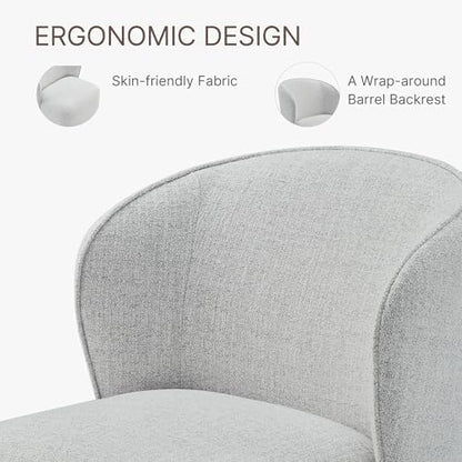 KISLOT Upholstered Dining Chairs with Wheels, No Assembly Stain Resistant Fabric Modern Barrel Armchair with Casters, Dining Room Chairs for Kitchen Living Room Bedroom, Light Grey, Set of 2