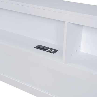 Bellemave Full Corner Bed Frame, Wood Full Size Daybed with L-Shaped Bookcase and 2 Drawers，Daybed with Storage Cabinets, White