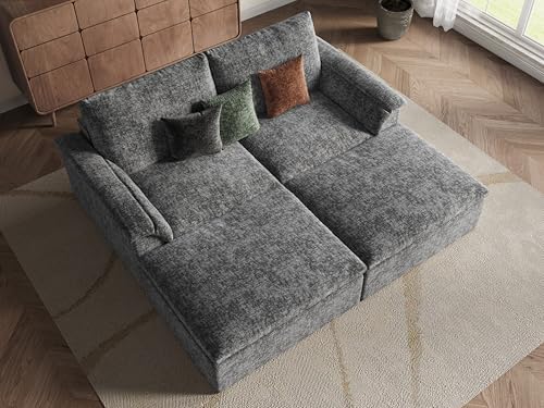 EASE MOOSE Boneless Sectional Couches, Oversized Sofa Bed for Living Room