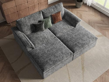 EASE MOOSE Boneless Sectional Couches, Oversized Sofa Bed for Living Room