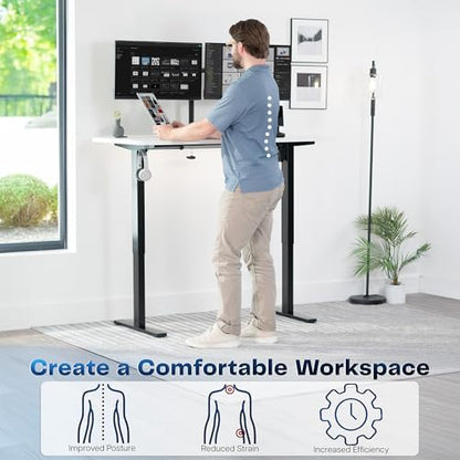 VIVO Electric Standing Desk, Solid 1-Piece 55" x 28" White Top