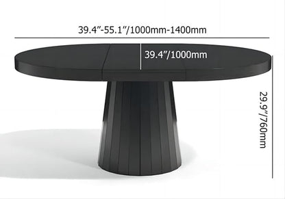 homary Extendable Dining Table for 6 Round to Oval 39"-55", Solid Wood Kitchen Table for 4-6 People, Space-Saving Design for Small Spaces & Family Gatherings