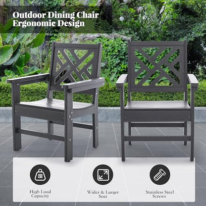 HDPE Outdoor Dining Set,6-Piece Outdoor Table and Chairs Include 4 Dining Chairs and 2 Pcs 62.5" Patio Dining Table with Umbrella Hole (Gray)