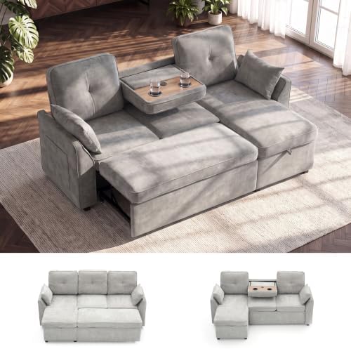 Convertible Sleeper Sofa Bed with Storage, L Shaped Couch with Pull Out Bed