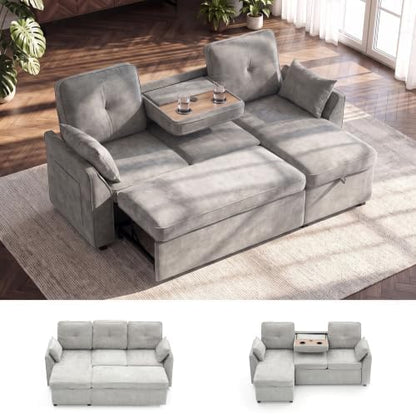 Convertible Sleeper Sofa Bed with Storage, L Shaped Couch with Pull Out Bed