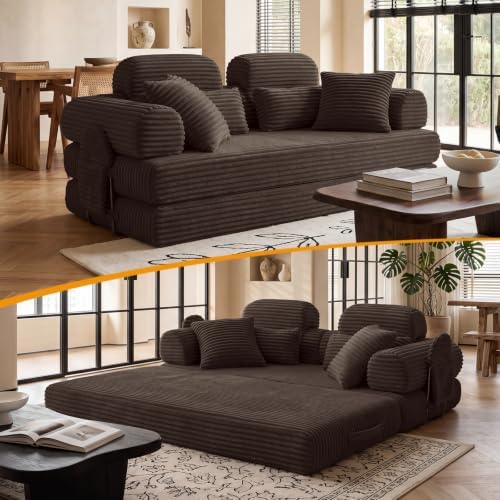 79" Boneless Couch for Living Room, High Back Futon Sofa Bed Set