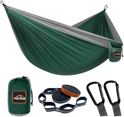 Camping Hammock, Super Lightweight Portable Parachute Hammock with Two Tree Straps Single or Double Nylon Travel Tree Hammocks for Camping Backpacking Hiking