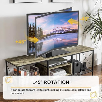 WKWKER Universal TV Stand for 13-32inch LED LCD Table Top Television Stand with 45 Degree Height Adjustable Swivel TV Stand Mount with Tempered Glass Base Max VESA 100x100mm