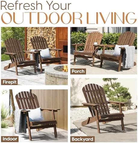 IDZO Outdoor Adirondack Chair Set of 2, Pre-Assembled Backrest - Gray