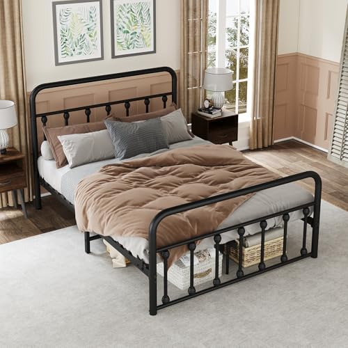 Full Size Bed Frame with Headboard, Metal Platform Bed Frame Full Size with Storage/No Box Spring Needed/Classic Headboard and Footboar (Full, Classic 01)
