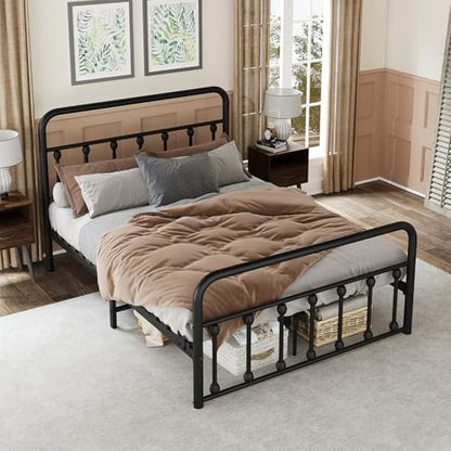 Full Size Bed Frame with Headboard, Metal Platform Bed Frame Full Size with Storage/No Box Spring Needed/Classic Headboard and Footboar (Full, Classic 01)
