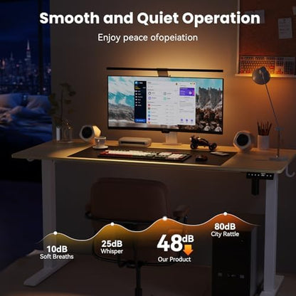 55x24 Inches Height Adjustable Electric Standing Desk with 2 Hooks for Home Office, Ergonomic Sit Stand up Desk with Splice Board, Oak