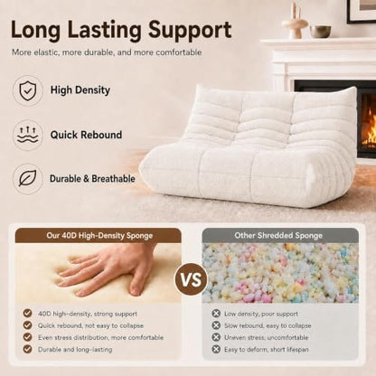 Loveseat Bean Bag Chair for Adults, Comfy Beanbag with Memory Foam