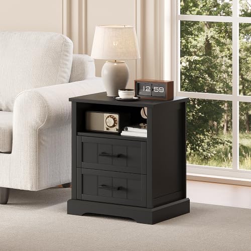 ChooChoo Farmhouse Night Stands with Charging Station 2 Drawers
