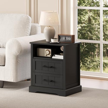 ChooChoo Farmhouse Night Stands with Charging Station 2 Drawers