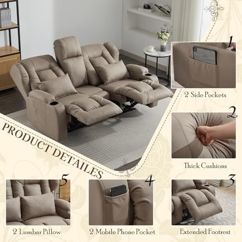 SAMERY 67.6" RV Loveseat Recliner Sofa, Manual Reclining Loveseat