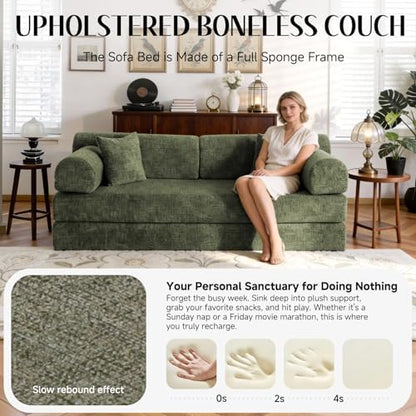 78.8" Convertible Sofa Bed, High Back Boneless Couch for Living Room