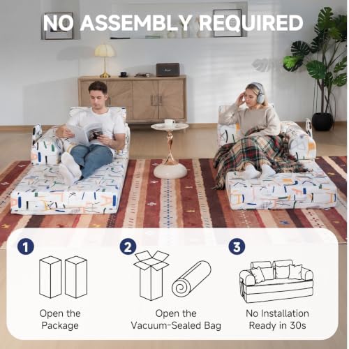 79" Memory Foam Sofa Bed, High Headrest Convertible Futon Boneless Couch