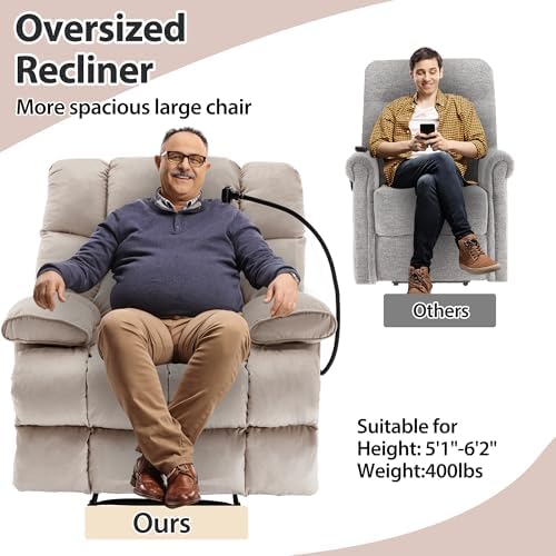 360°Swivel Rocker Oversized Recliner Chair Manual Adjustable