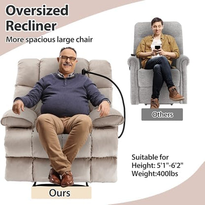 360°Swivel Rocker Oversized Recliner Chair Manual Adjustable