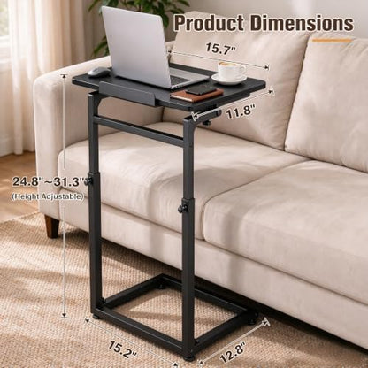 TV Tray Table for Couch,Adjustable C Table,Couch Table for Eating