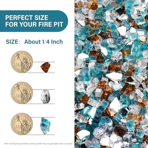 NUPICK 10 Pound Fire Glass, 1/4 Inch Reflective Fire Pit Glass